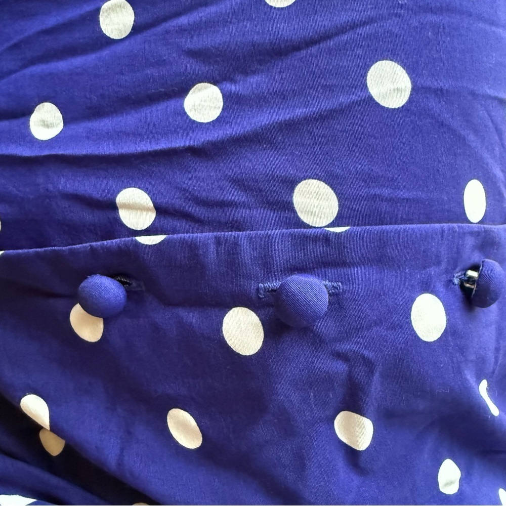 Vintage 1980’s Dress | Royal Blue w/ White Polka Dots | Rockabilly - Picture 14 of 14